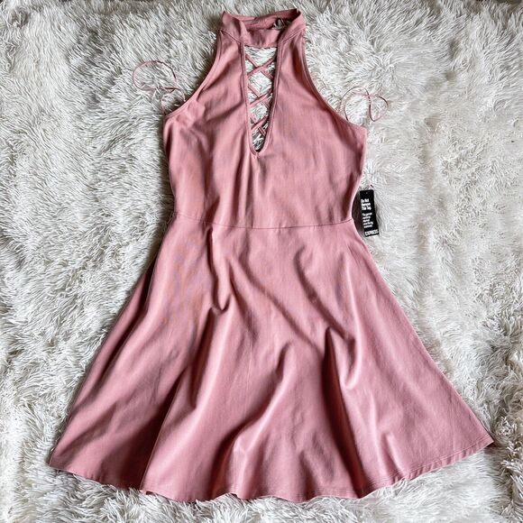 Express Dresses & Skirts - New Express Pink / Blush Colored Halter Top Dress size M